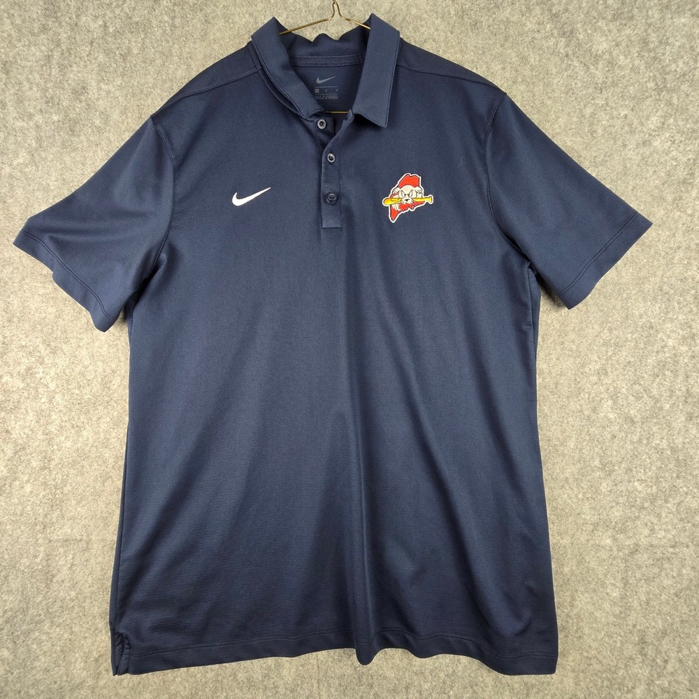 Nike Dri-FIT Polo Shirt Mens Large L Navy Blue Portland Sea Dogs MiLB Baseball